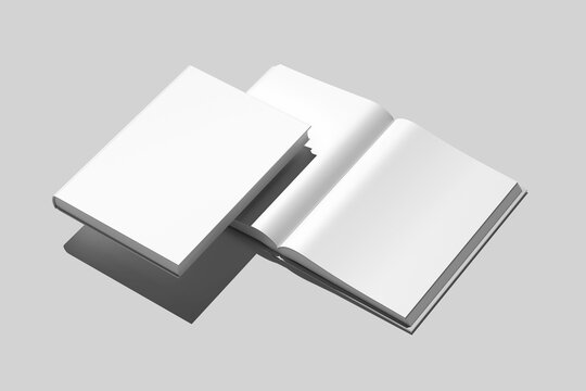 Open and closed Blank book mockup template for presentation. 3D rendering
