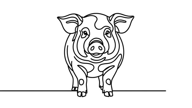 Minimalist pig illustration on white background.