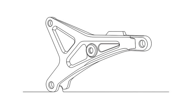 Motorcycle swingarm part isolated on white background.