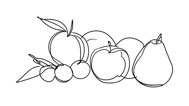 Hand drawn fruit illustration on white background.