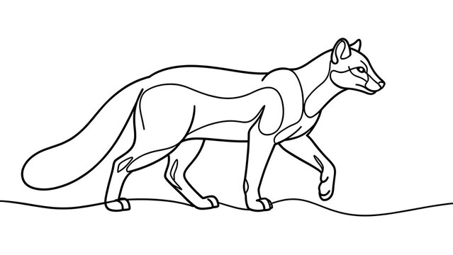 white background fox line drawing illustration.