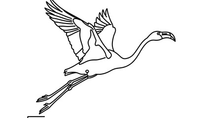 Fototapeta premium Flamingo birds flying illustration white background.