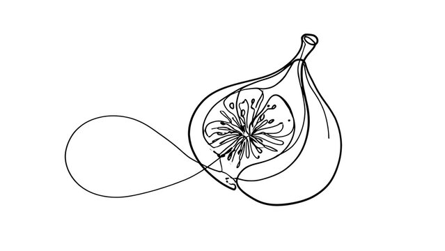 Fig with flower illustration on white background.