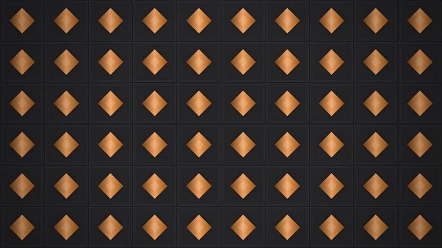 abstract orange diamond shape grid pattern animation on dark background