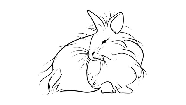Cute rabbit sketch illustration white background.