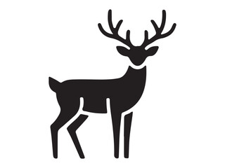Fototapeta premium Majestic deer silhouette vector illustration in clean black style, perfect for wildlife, hunting, forest, outdoor adventure, nature branding, and rustic logo designs.