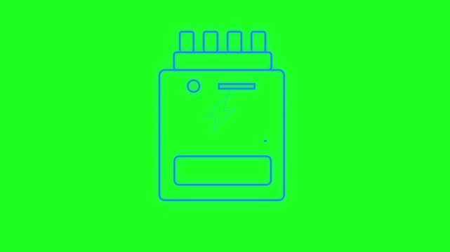 Futuristic Neon EV Charging Station Icon with Green and Red Glowing Light on Dark Background
