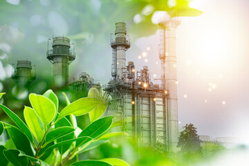 Fototapeta premium Green industry, environmentally friendly energy plants, a healthy environment, low ozone levels, and a low carbon footprint.