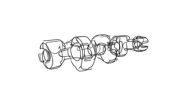 Technical drawing of mechanical gears white background.