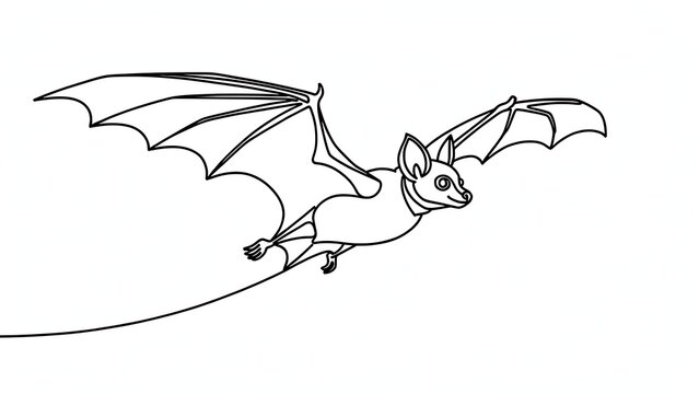Flying bat illustration on white background.
