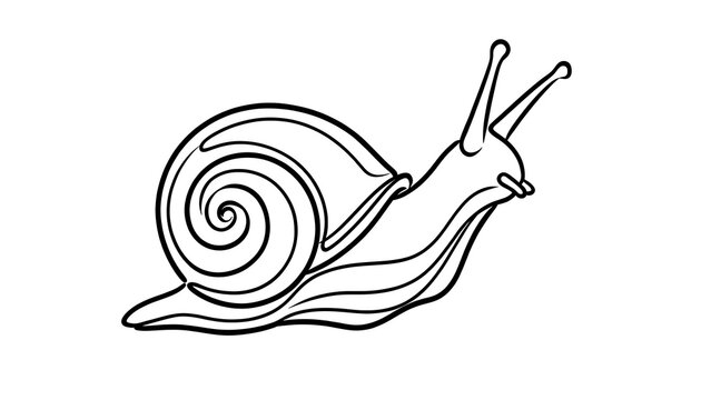 Simple snail illustration on white background.