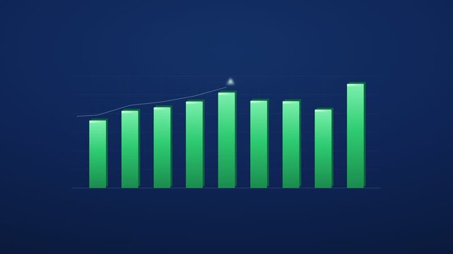 Rising Bar Chart Animation Green Growth Seamless Loop 4K