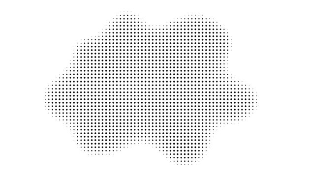 Halftone dot matrix pattern forming a soft abstract cloud shape on a clean white background vector graphic design.