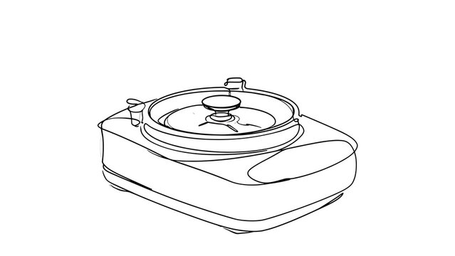 Vintage turntable on white background.