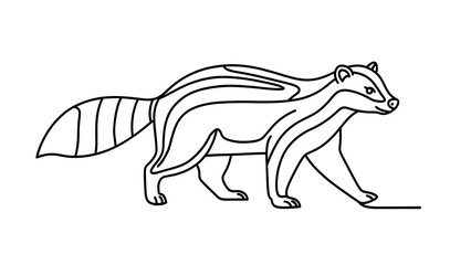 Fototapeta premium Badger line art illustration white background.