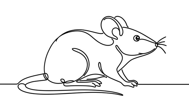 Simple line drawing of a mouse white background.