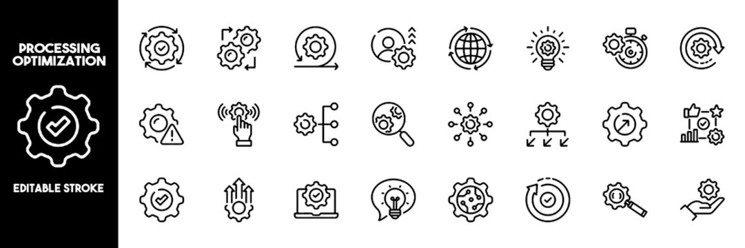 Processing Optimization Workflow icon set.