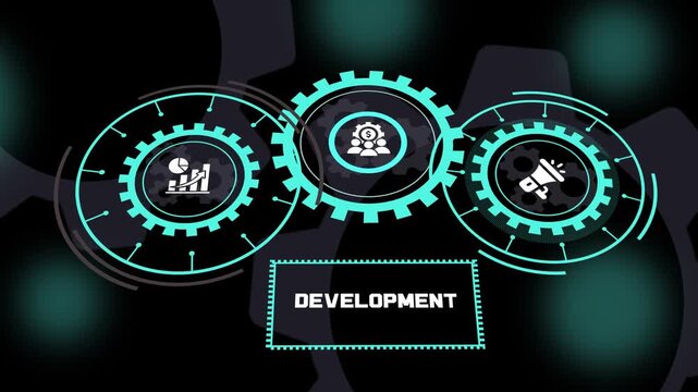 Professional Development concept with futuristic business dashboard, employee learning, organizational growth, leadership advancement and workforce excellence strategy.