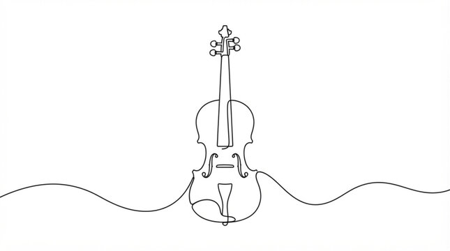 Continuous one line drawing violin minimalist vector classical music string instrument icon