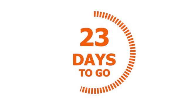 42 days to go, 42 days count animation, motion graphics running numbers counting days, 42 days in a month, 42 days left, 4K HD video with white background alpha channel