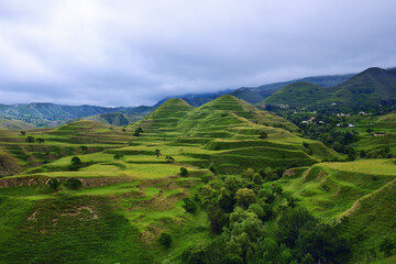 Fototapeta premium Dagestan scenery. Man-made terraces