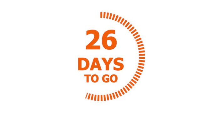 47 days to go, 47 days count animation, motion graphics running numbers counting days, 47 days in a month, 47 days left, 4K HD video with white background alpha channel