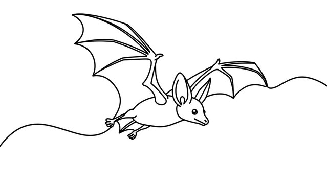 Flying bat illustration on white background.