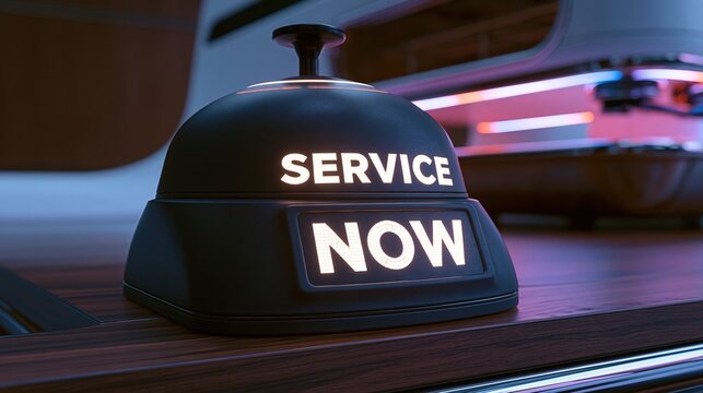 Glowing service now call button on table