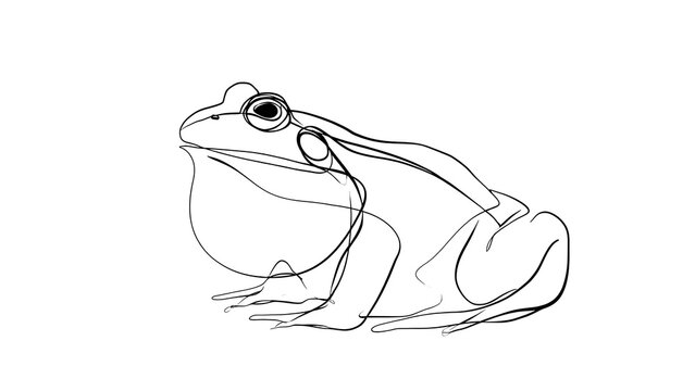 Hand drawn frog illustration on white background.