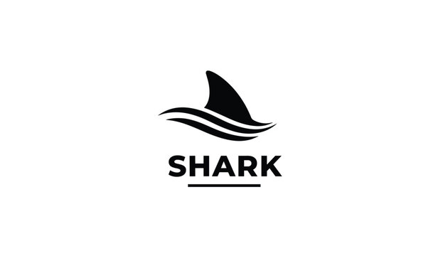 Minimalist shark fin icon representing marine ocean wildlife danger and adventure on a white background.
