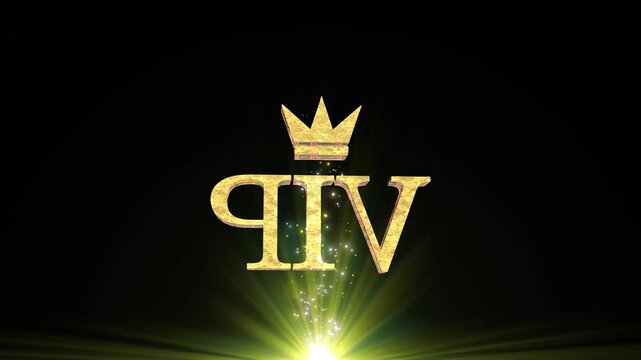 VIP Golden Title Text Rotating Loop with Neon Glow and Glittering Gold Particles on Black Background.