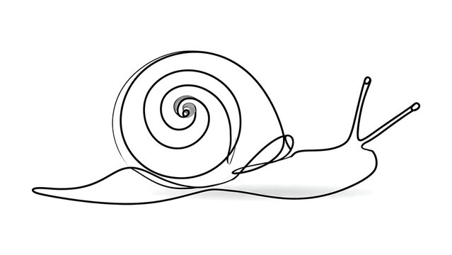 Simple snail line drawing on white background.