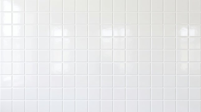 White square ceramic tiles wall. Clean bathroom or kitchen backsplash texture background.