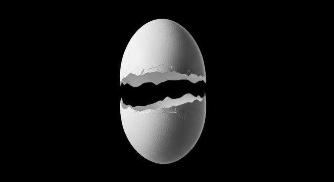 Cracked white egg shell