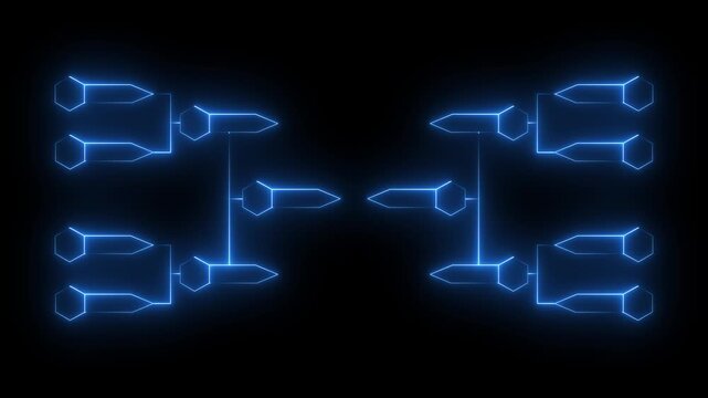 Neon blue digital tournament bracket hud interface for esports and competition