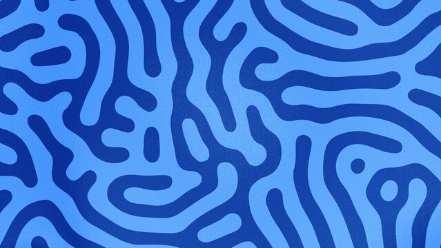 Abstract grainy background with sharp organic labyrinth lines and vibrant blue cobalt reaction diffusion pattern gradient over navy minimal backdrop design.