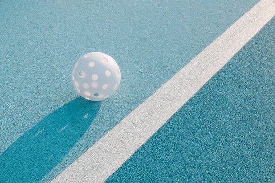 Pickleball Ball on Court Line