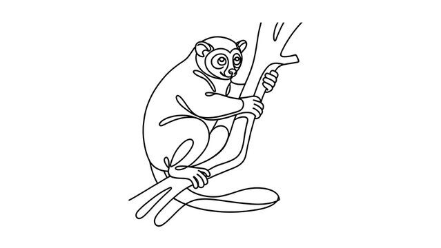 Cute cartoon monkey illustration white background.
