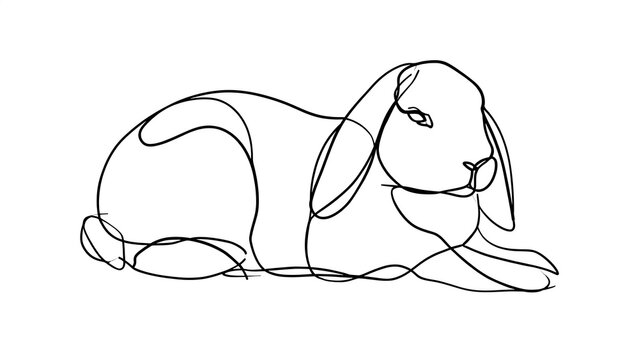 Minimalist line art rabbit drawing white background.