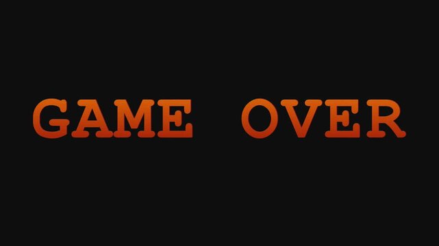 animation GAME OVER with glitch effect isolated on black background.animated game over video game Cyberpunk.Game Over text from 80s and 90s