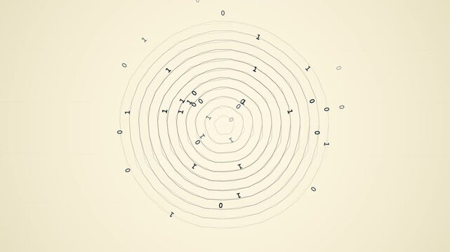 Abstract animation of binary code transforming into a cloud icon symbol