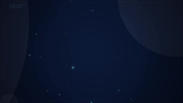 Abstract motion graphics with dark blue interface and shifting nodes
