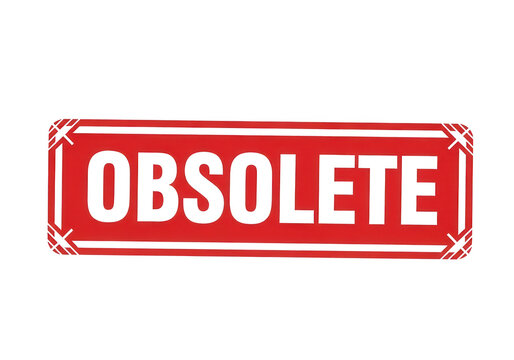 Obsolete red rubber stamp icon, vintage rectangular obsolete sign with white text, grunge style office stamp for expired or outdated documents