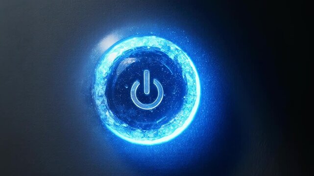 Frozen Crystal Power Button with Glowing Activation Ring