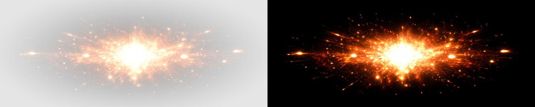 Starburst Light Explosion Spark Overlay PNG, on transparent background