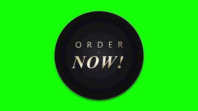 Order now animated button overlay with green screen background, for e-commerce marketing