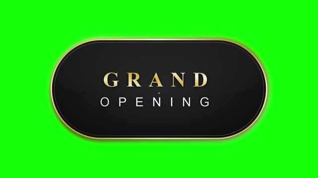 Grand opening gold text animation on green screen luxury event title overlay