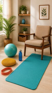 Gentle Mobility Exercise Corner With Balance and Support Equipment