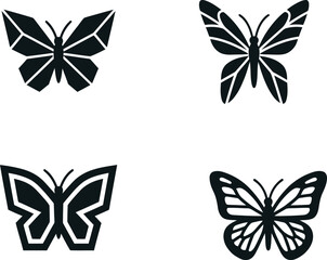 Butterfly Silhouettes On White Background Vector Illustration Set © LutfonNaher