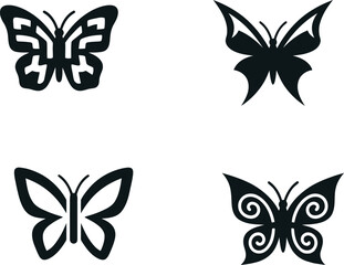 Butterfly Silhouettes On White Background Vector Illustration Collection © LutfonNaher